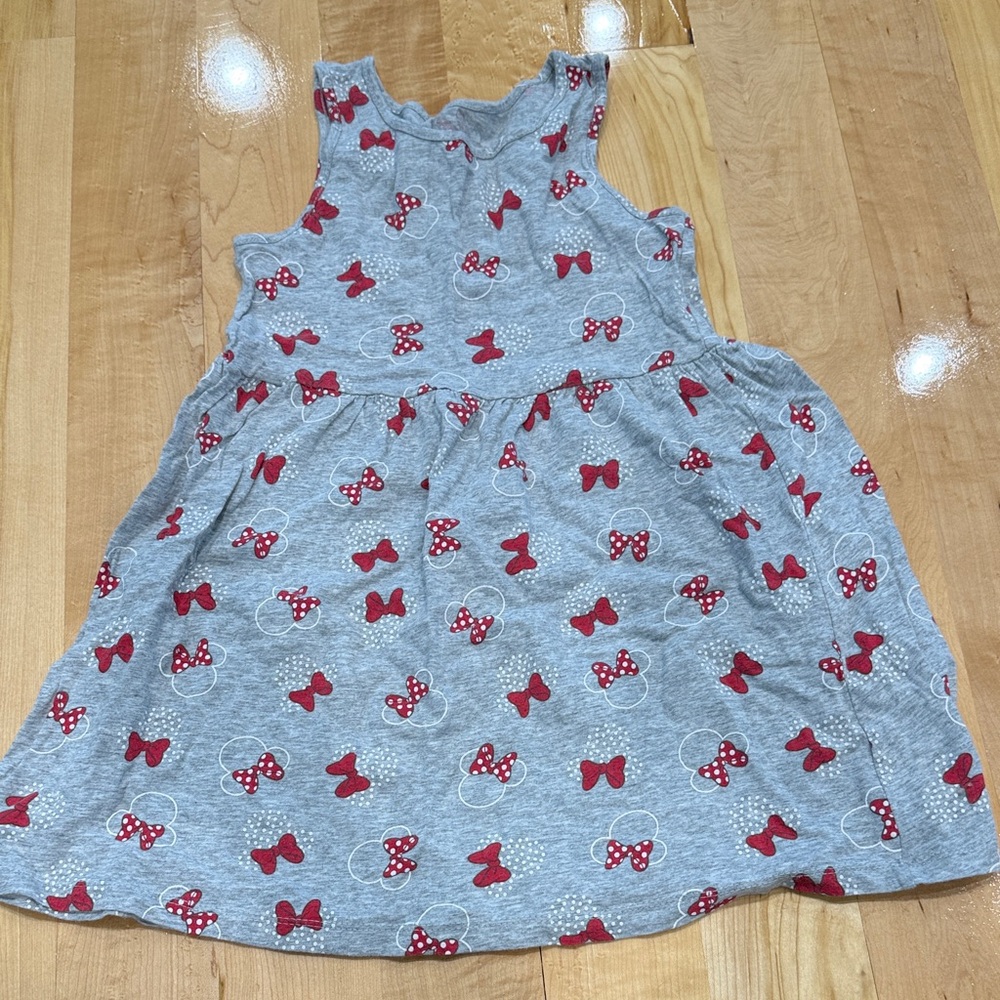 Gray 7/8 Disney Minnie Dress with Red Bow Print